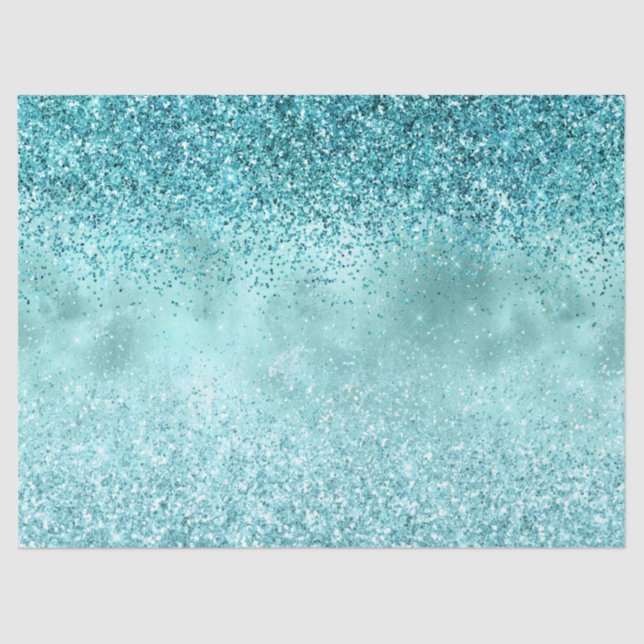 Turquoise Aqua Gold Glam Glitter Tissue Paper (Front)