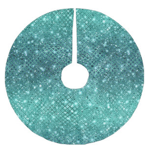Turquoise Aqua Green Sparkle Brushed Polyester Tree Skirt