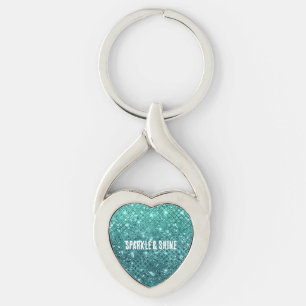 Turquoise Aqua Green Sparkle Key Ring