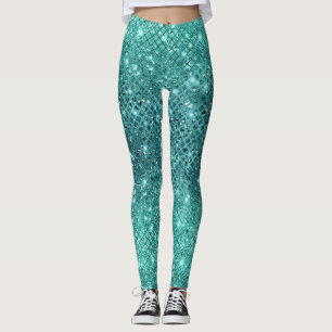 Turquoise Aqua Green Sparkle Leggings