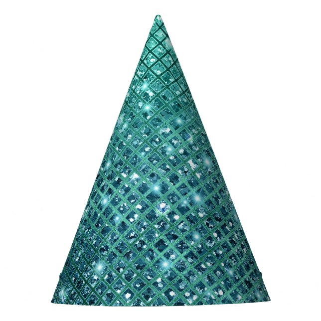 Turquoise Aqua Green Sparkle Party Hat (Front)