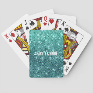 Turquoise Aqua Green Sparkle Playing Cards
