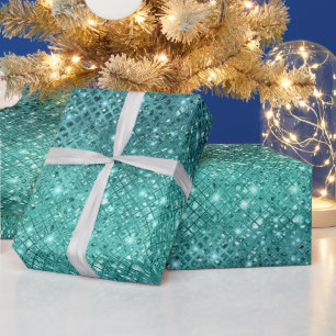Turquoise Aqua Green Sparkle Wrapping Paper
