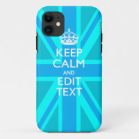Turquoise Aqua Keep Calm And Your Text Union Jack