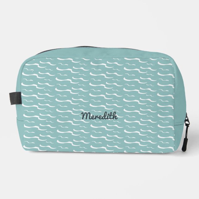 Turquoise Aqua Ocean Waves Coastal Personalized Dopp Kit (Front)