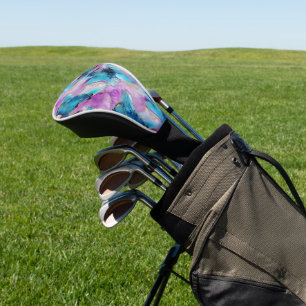Turquoise Aqua Purple Gold Marble Golf Head Cover