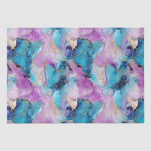 Turquoise Aqua Purple Gold Marble Tissue Paper
