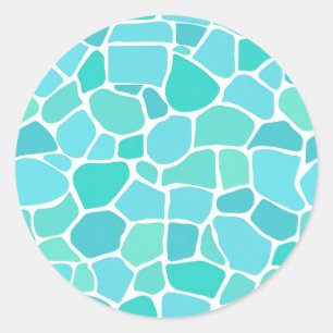 Turquoise Aqua Sea Glass Mosaic Pattern Classic Round Sticker