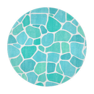 Turquoise Aqua Sea Glass Mosaic Pattern Cutting Board