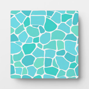Turquoise Aqua Sea Glass Mosaic Pattern Plaque