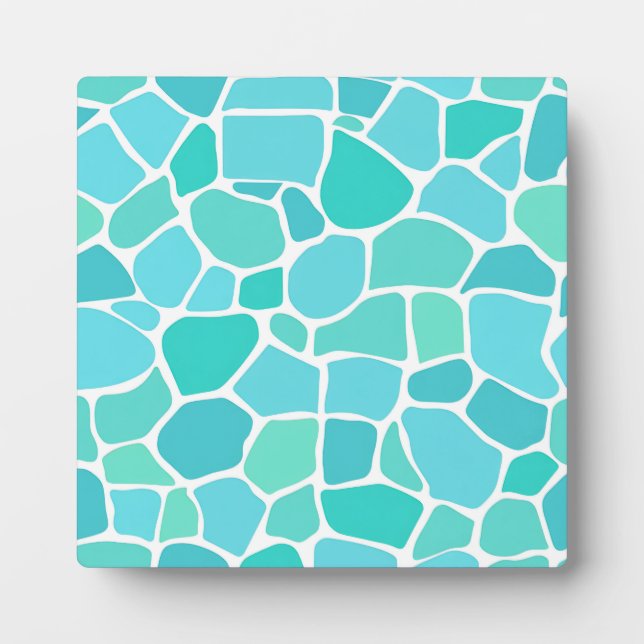Turquoise Aqua Sea Glass Mosaic Pattern Plaque (Front)
