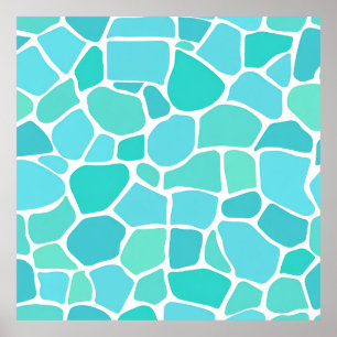 Turquoise Aqua Sea Glass Mosaic Pattern Poster