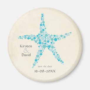 Turquoise Aqua Starfish Save the Date Favour Magne Magnet