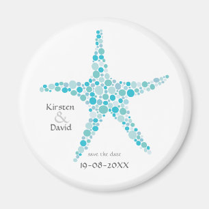 Turquoise Aqua Starfish Save the Date Favour Magne Magnet
