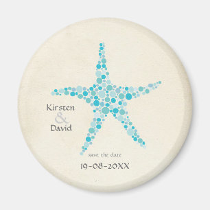 Turquoise Aqua Starfish Save the Date Favour Magnet