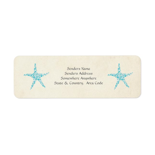 Turquoise Aqua Starfish Small Address Labels (Front)
