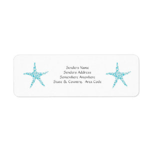 Turquoise Aqua Starfish Small Address Labels