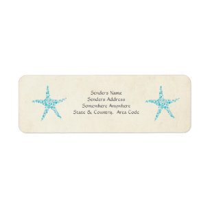 Turquoise Aqua Starfish Small Address Labels