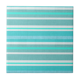 Turquoise Aqua Stripe Pattern Tile