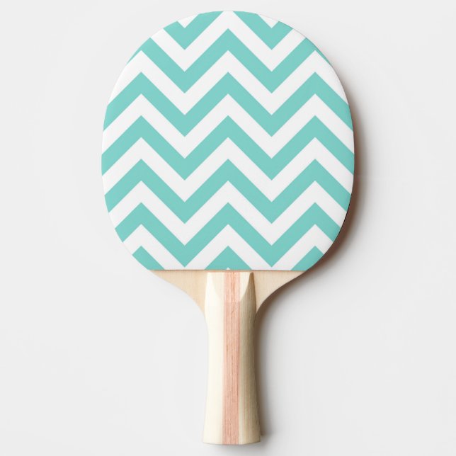 Turquoise Aqua White Large Chevron ZigZag Pattern Ping Pong Paddle (Front)