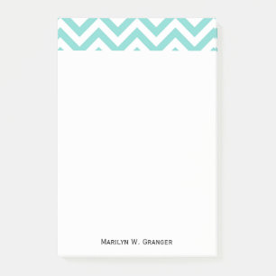 Turquoise Aqua White Large Chevron ZigZag Pattern Post-it Notes