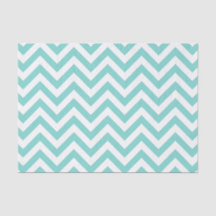 Turquoise Aqua White Large Chevron ZigZag Pattern Tissue Paper
