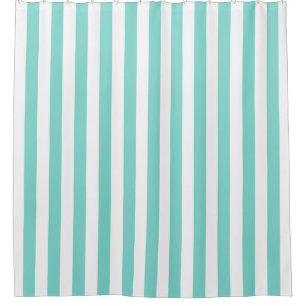 Turquoise Aqua White Vertical Stripe NL #0 Shower Curtain