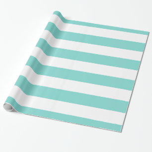 Turquoise Aqua, White XL Stripes Pattern Wrapping Paper