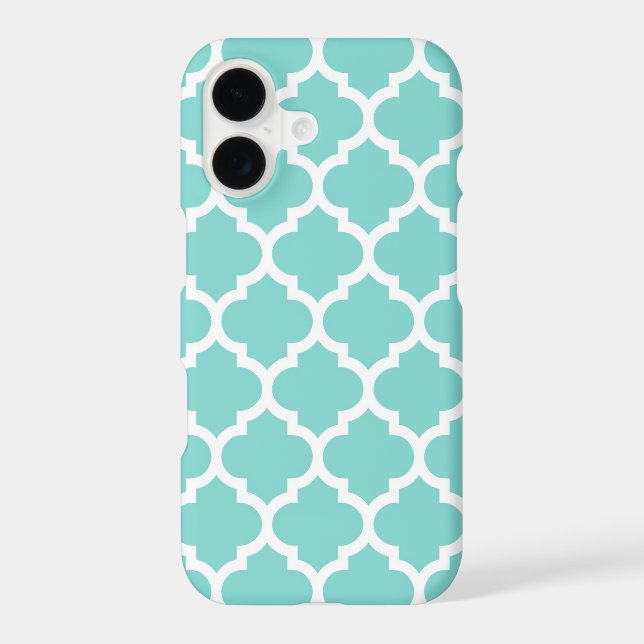 Turquoise Aqua Wht Moroccan Quatrefoil Pattern #5 (Back)