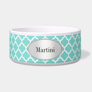 Turquoise Aqua Wht Moroccan Quatrefoil Pattern #5