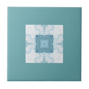 Turquoise aquamarine geometric art tile