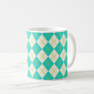 Turquoise Argyle Mug