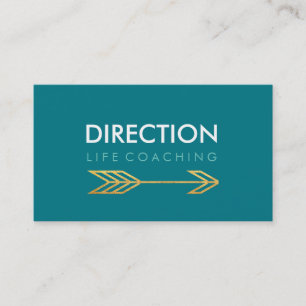 Turquoise Arrow Bold Text Creative Life Coaching Business Card