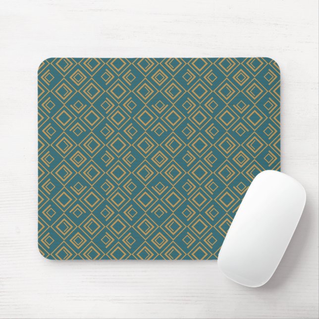 Turquoise Art Deco  Mouse Mat (With Mouse)