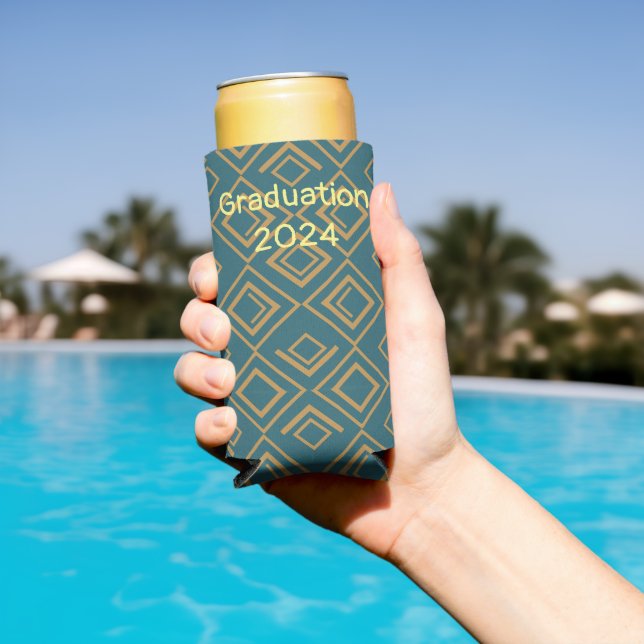 Turquoise Art Deco  Seltzer Can Cooler (In Situ Pool)