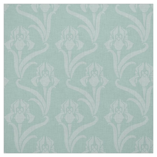 Turquoise Art Nouveau Iris Fabric (Swatch)