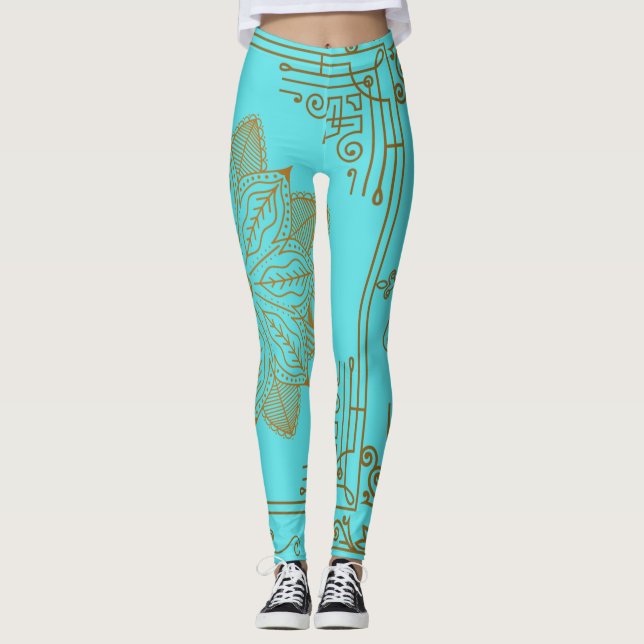 ”Turquoise” Art Nouveau Leggings (Front)