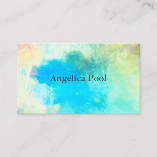 turquoise artistic watercolor abstract art design business card (Front)