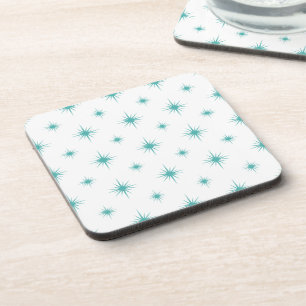 Turquoise Atomic Starburst Pattern Mid Century Coaster