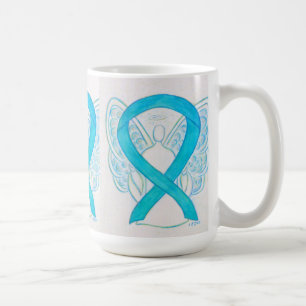 Turquoise Awareness Ribbon Angel Art Mug