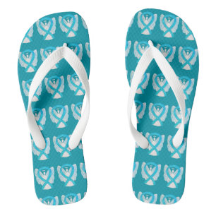 Turquoise Awareness Ribbon Angel Custom Flip Flops