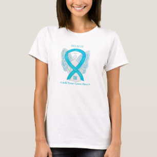 Turquoise Awareness Ribbon Angel Custom Shirts