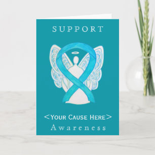 Turquoise Awareness Ribbon Angel Customised Card