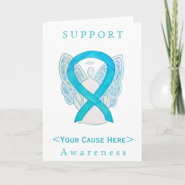Turquoise Awareness Ribbon Angel Customised Card (Front)