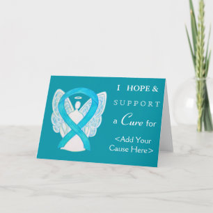 Turquoise Awareness Ribbon Angel Greeting Cards