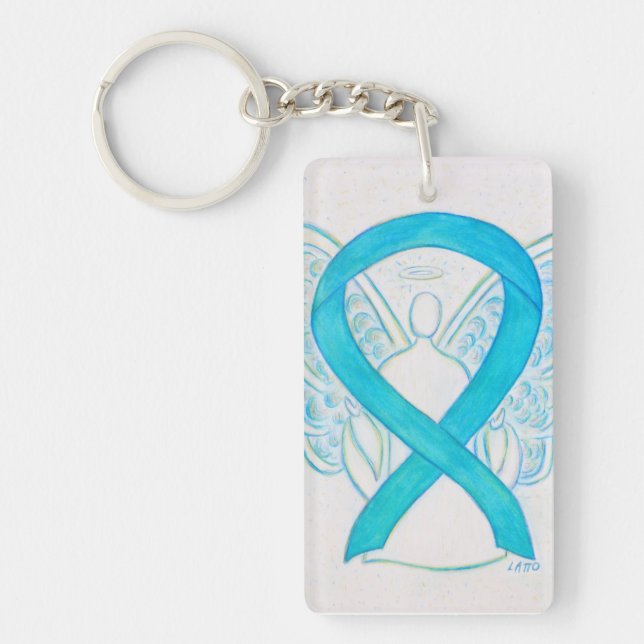 Turquoise Awareness Ribbon Angel Key chain (Front)