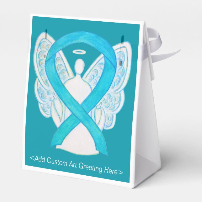 Turquoise Awareness Ribbon Angel Party Favour Box (Back Side)