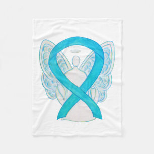 Turquoise Awareness Ribbon Angel Soft Blanket
