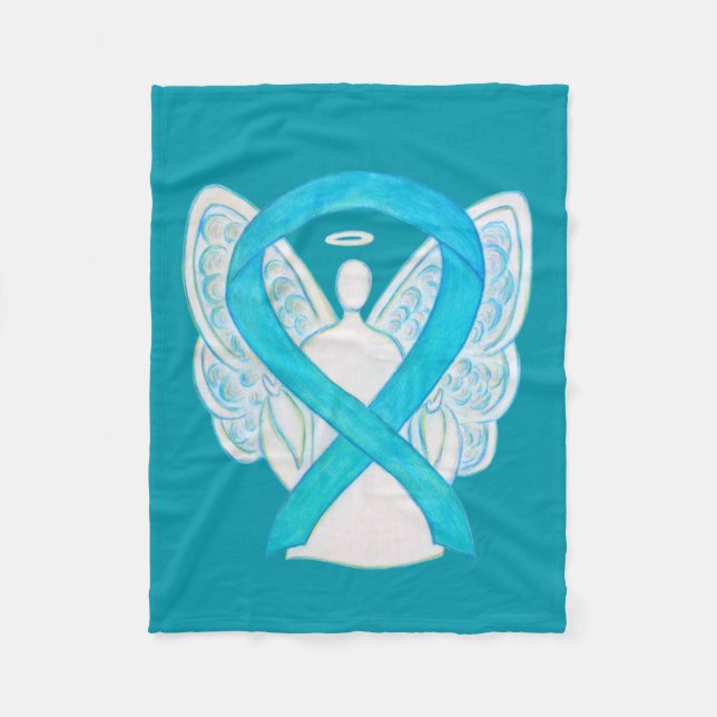 Turquoise Awareness Ribbon Angel Soft Blanket (Front)