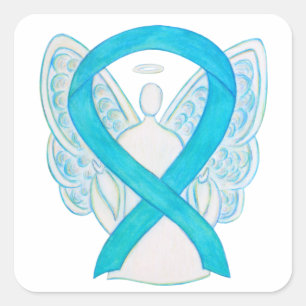 Turquoise Awareness Ribbon Angel Sticker Decals